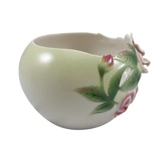 Franz Collection Porcelain Pink Garden Rose Bowl Candleholder Roses FZ00242 - Picture 4 of 9